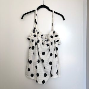 Anthropologie Black & white loose polka dot tank top